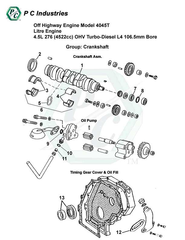 Off Highway Engine Model 4045t Litre Engine 4.5l 276 (4522cc) Ohv Turbodiesel L4 106.5mm Bore